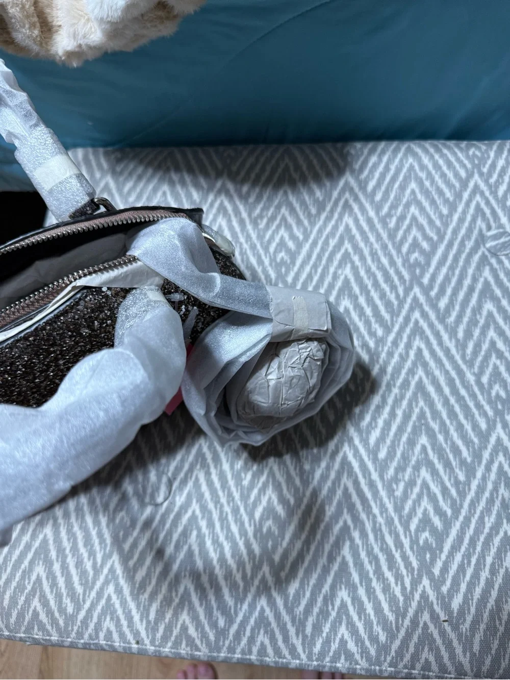 Kate Spade Mini Riley Laurel Way Glitter Gunmetal NWT and wrapping